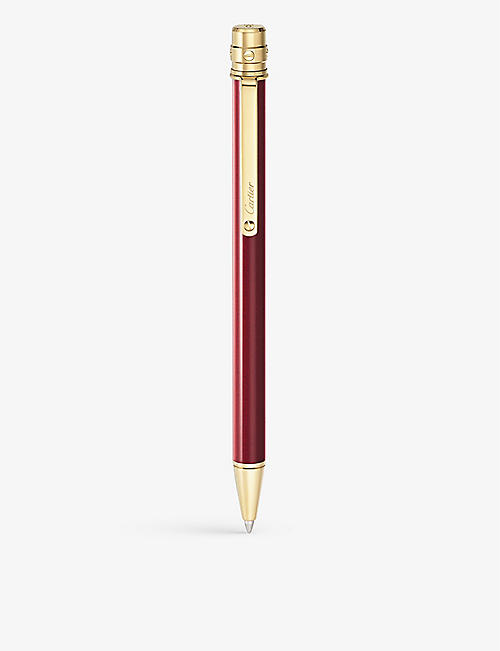 CARTIER: Santos de Cartier yellow gold-plated and lacquer stainless-steel ballpoint pen