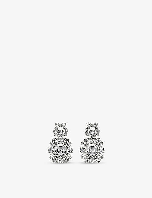 GUCCI: Interlocking G crystal-embellished brass clip-on earrings