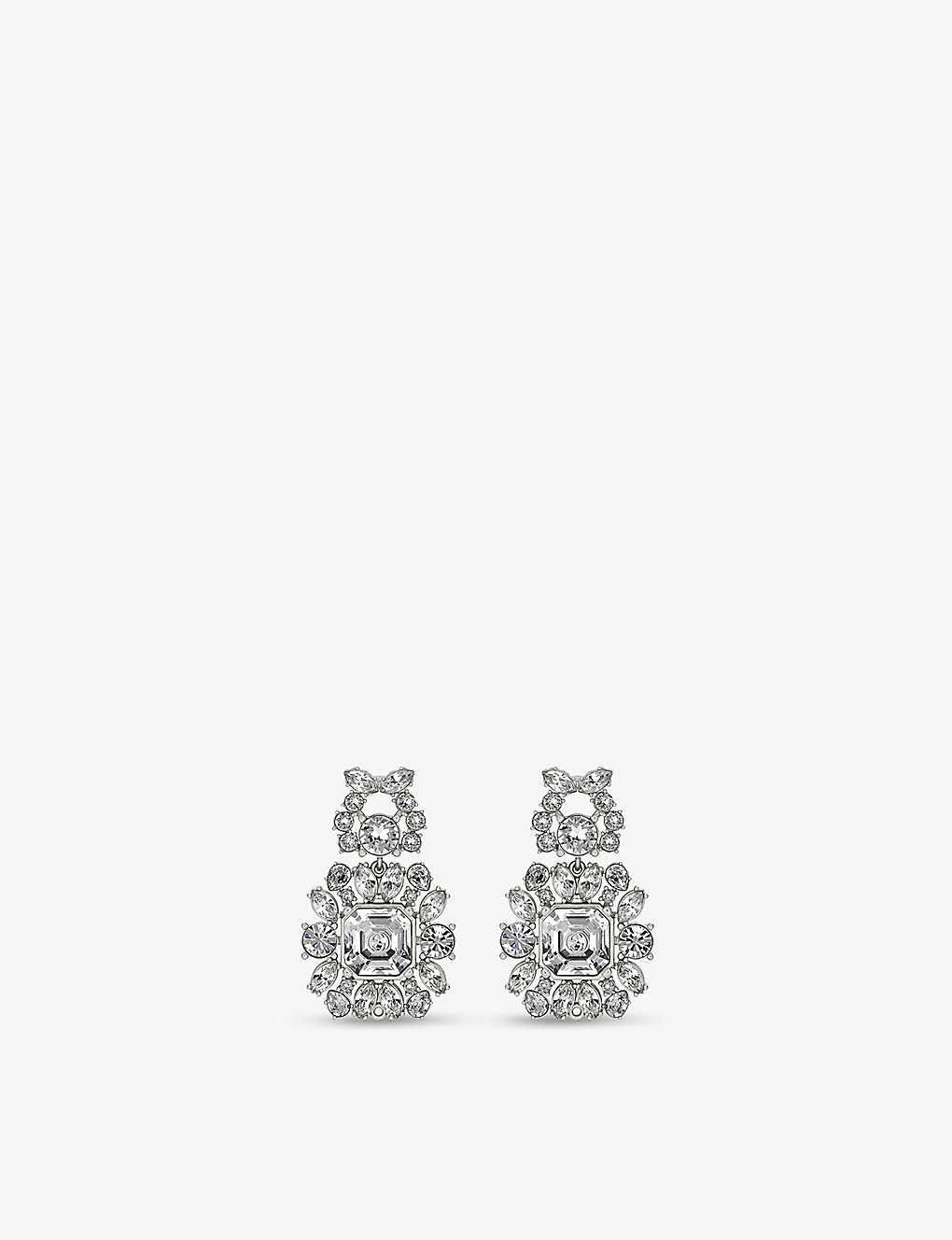 Gucci Interlocking G Crystal-embellished Brass Clip-on Earrings In Silver