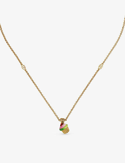 GUCCI: Cupcake-charm brass necklace