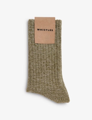 Whistles Chunky Cotton-blend Socks In Green