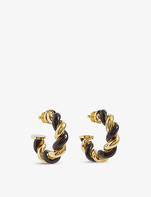 MULBERRY: Gold-plated twisted hoop earrings