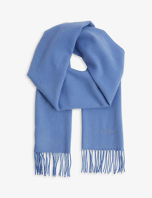 MULBERRY: Logo-embroidered cashmere scarf