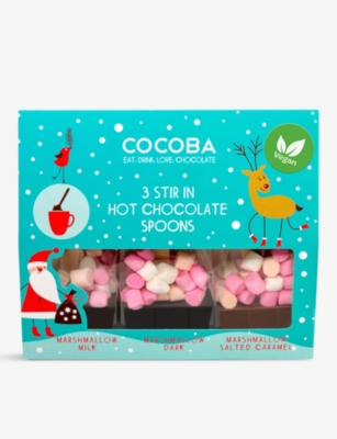 COCOBA - Vegan marshmallow hot chocolate spoons set of three 150g