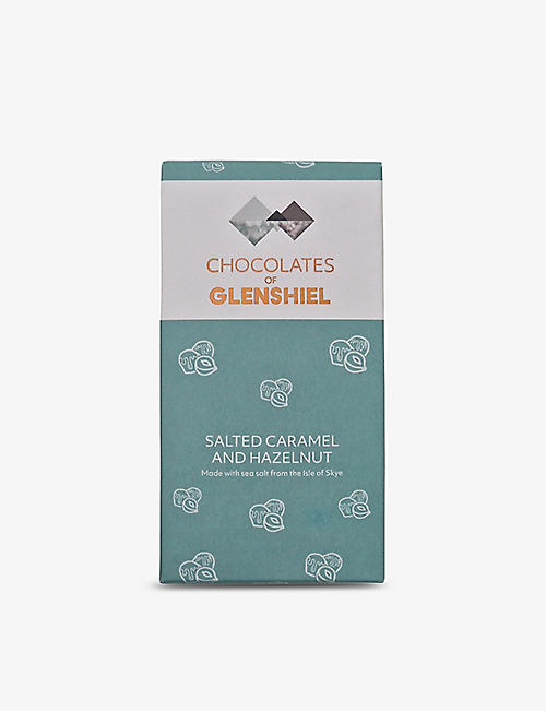 CHOCOLATE OF GLENSHIEL: Chocolates of Glenshiel salted caramel and hazelnut bar 70g