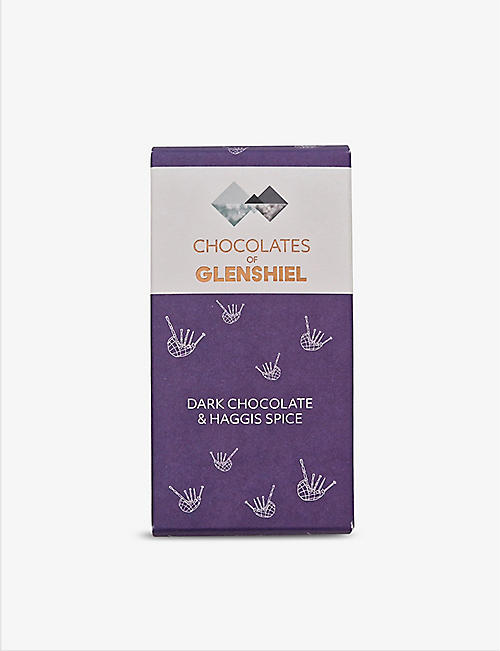 CHOCOLATE OF GLENSHIEL: Chocolates of Glenshiel dark chocolate and haggis spice bar 70g