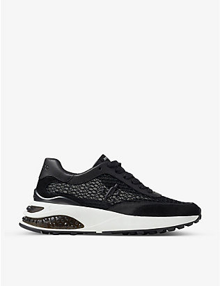JIMMY CHOO: Memphis crystal-embellished mesh and leather low-top trainers