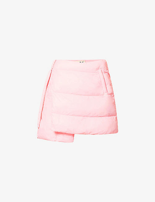 OTTOLINGER: Quilted wrap-over shell mini skirt