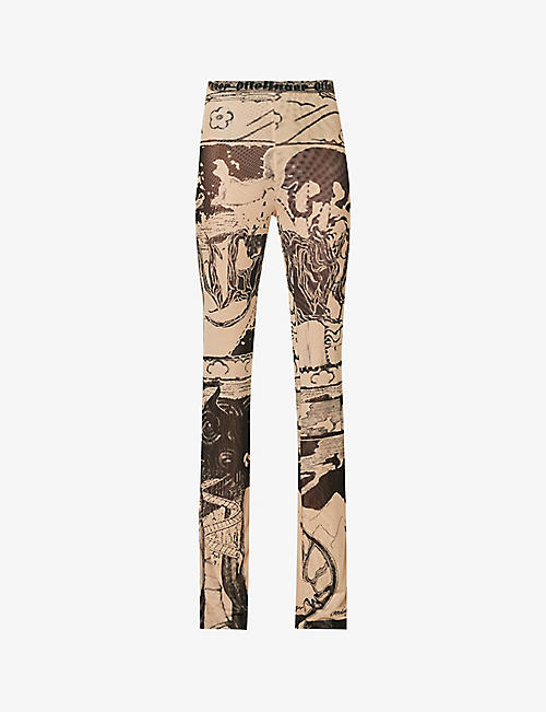 OTTOLINGER: Flared high-rise recycled polyester-blend trousers