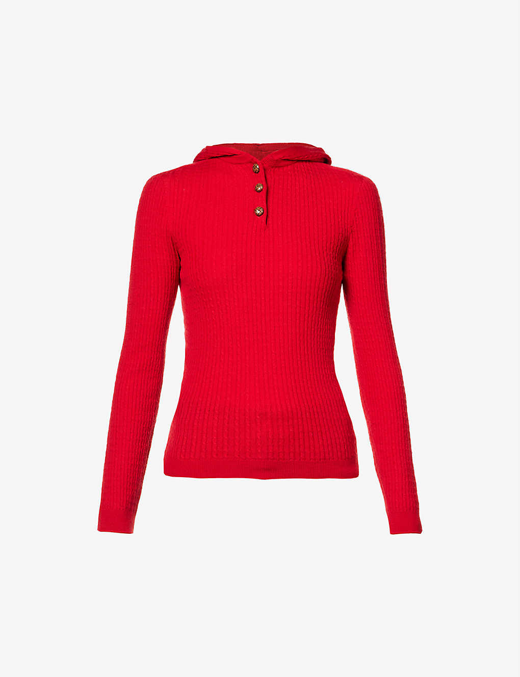 Giuliva Heritage Heloise Cable-knit Wool Hoody In Red