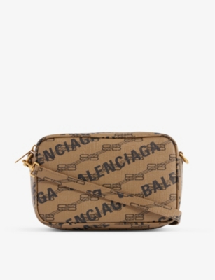 BALENCIAGA Signature grained-leather camera bag