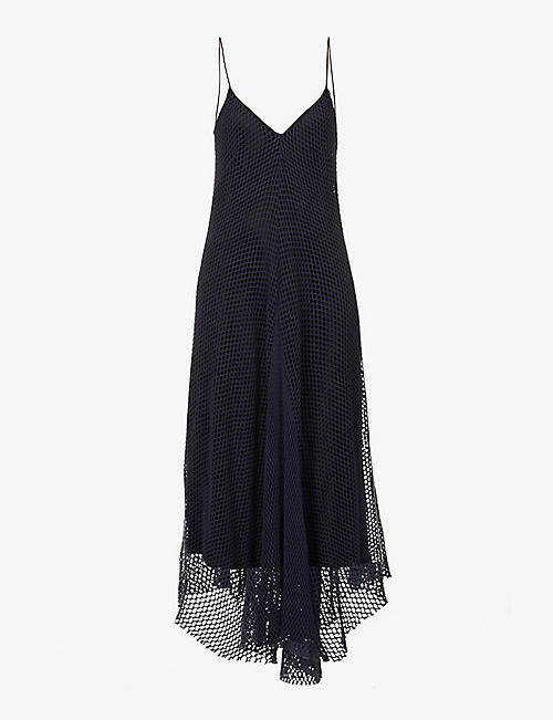 SONG FOR THE MUTE: V-neck sleeveless mesh-knit cotton maxi dress