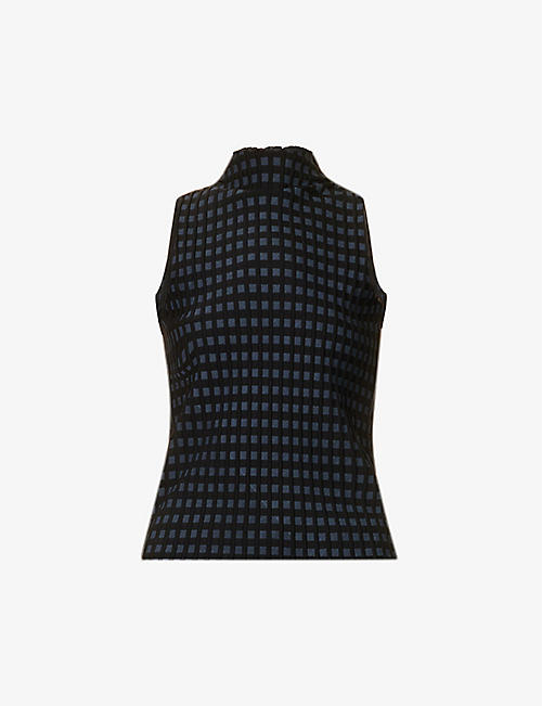 SONG FOR THE MUTE: High-neck panelled woven top