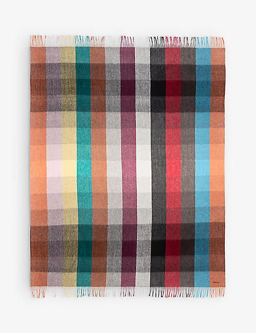 PAUL SMITH: Striped wool and cashmere-blend blanket 190cm x 140cm