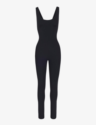SKIMS All-in-one Scoop Neck Stretch-jersey Jumpsuit - Black