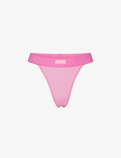SKIMS: Ribbed mid-rise stretch-cotton thong