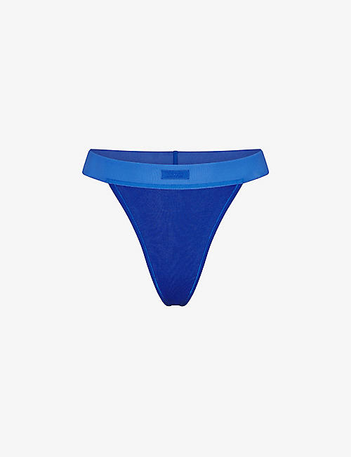SKIMS: Ribbed mid-rise stretch-cotton thong