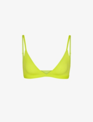 Skims Fits Everybody Triangle Stretch-woven Bralette In Lime