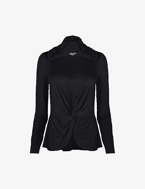 SWEATY BETTY: Tori twist-front hooded stretch-woven top