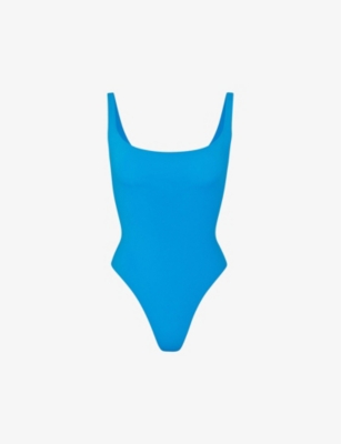 Skims Fits Everybody Square-neck Stretch-woven Bodysuit In Mykonos