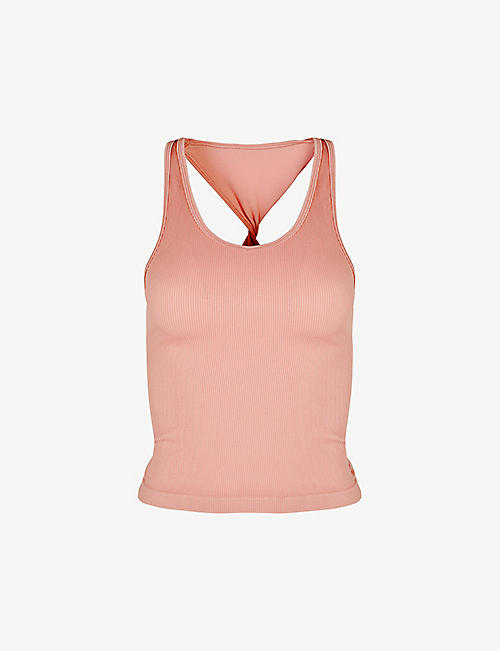 SWEATY BETTY: Cropped seamless twisted-racerback stretch-woven vest top
