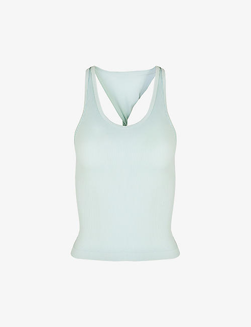 SWEATY BETTY: Cropped seamless twisted-racerback stretch-woven vest top