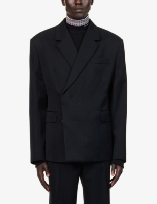 PRADA Double-breasted padded-shoulder regular-fit virgin wool blazer