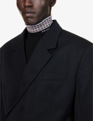 PRADA Double-breasted padded-shoulder regular-fit virgin wool blazer