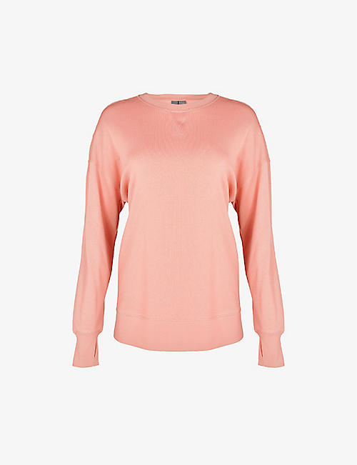SWEATY BETTY: After Class split-hem organic cotton-blend Sweatshirt