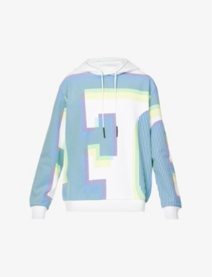 Fluid graphic-print relaxed-fit cotton-blend hoody