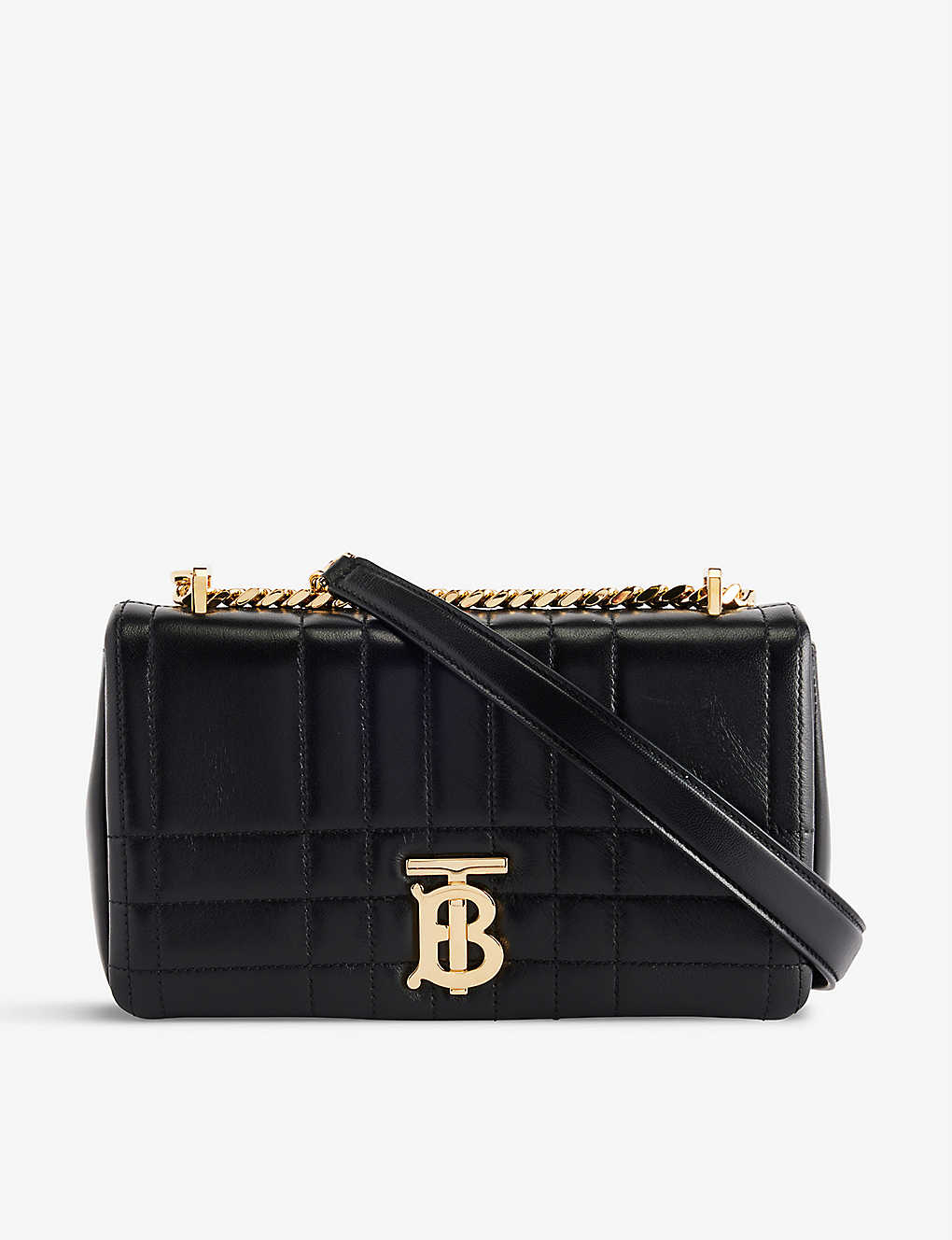 BURBERRY BURBERRY WOMENS BLACK/GOLD LOLA PADDED SMALL LEATHER SHOULDER BAG,59469699
