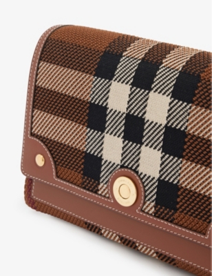 Checked woven cross-body bag