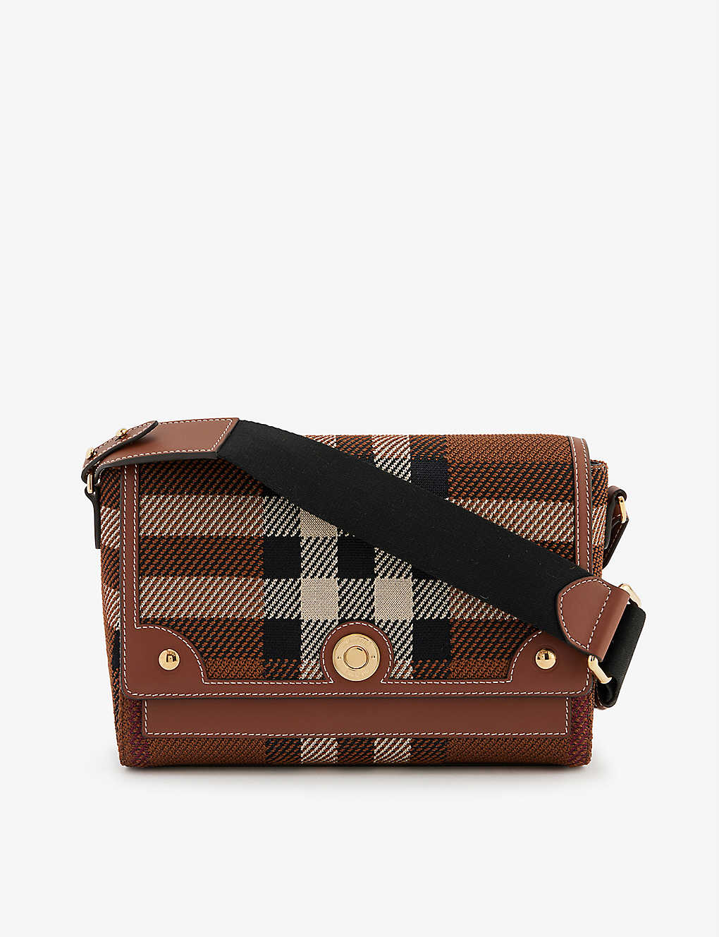 Burberry Checked Woven Cross-body Bag In Brown