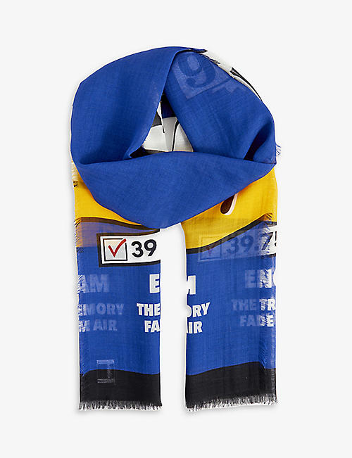 BURBERRY: Logo-print wool and silk-blend football scarf