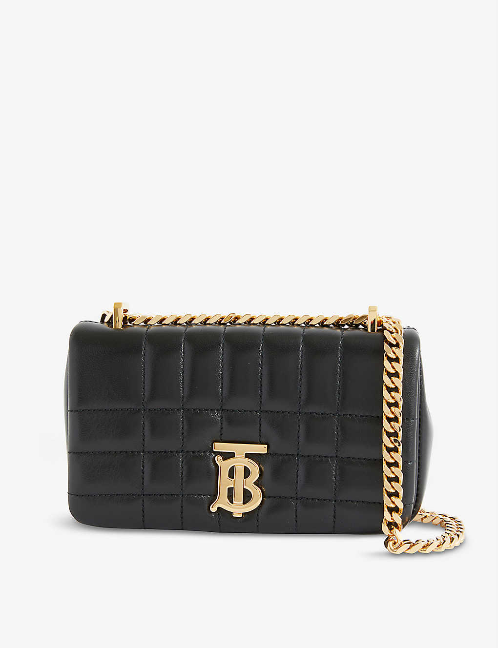 Burberry Lola Brand-plaque Leather Leather Shoulder Bag In Black/gold