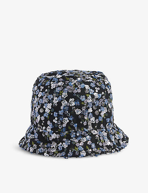 MAISON MICHEL: Souna sequin-embellished woven bucket hat