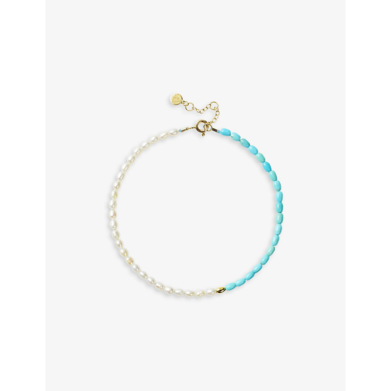 THE ALKEMISTRY THE ALKEMISTRY WOMEN'S YELLOW VIANNA 18CT YELLOW-GOLD, TURQUOISE AND PEARL ANKLET,59471708