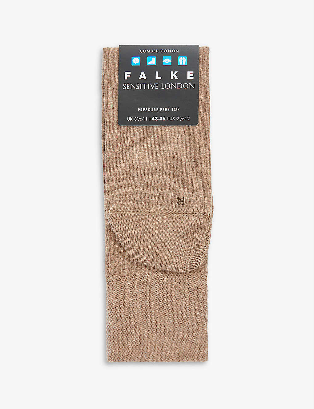 Falke Mens Nutmeg Mel Sensitive London Stretch Cotton-blend Socks In Brown
