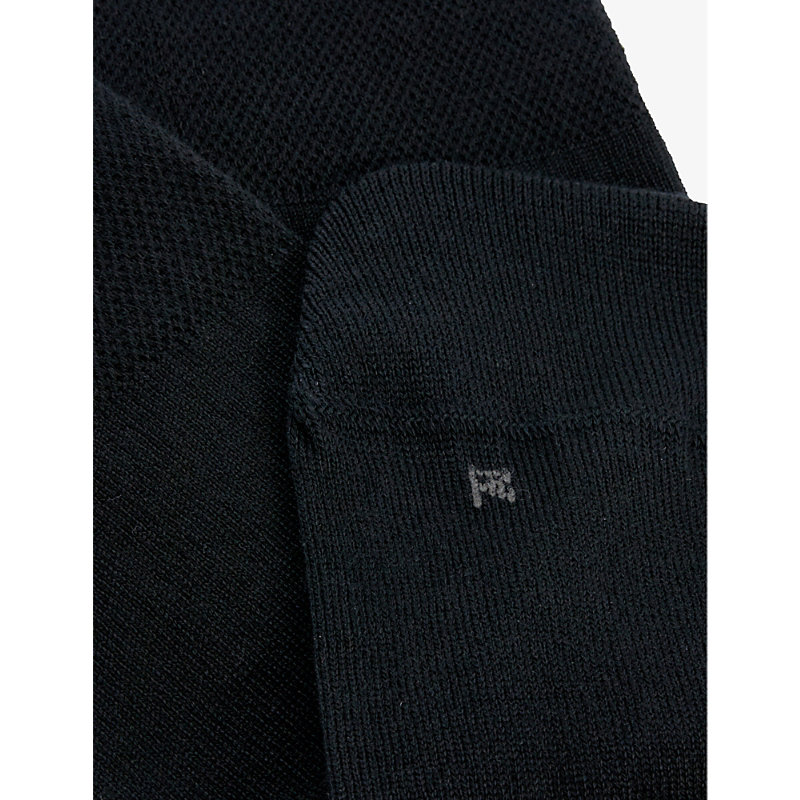 Shop Falke Sensitive London Cotton-blend Knitted Socks In Black
