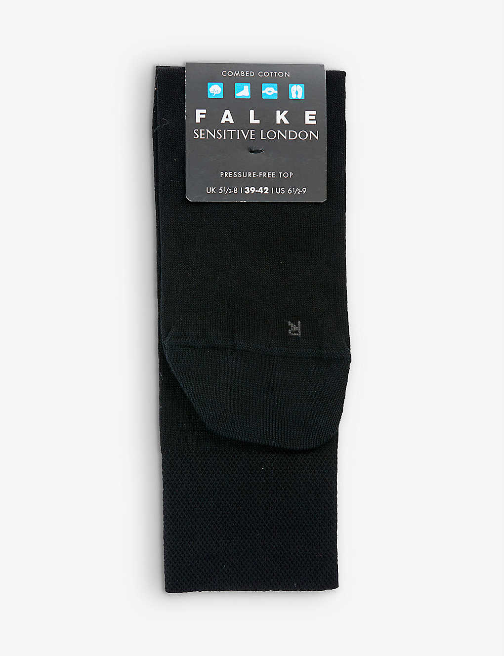 Shop Falke Sensitive London Cotton-blend Knitted Socks In Black