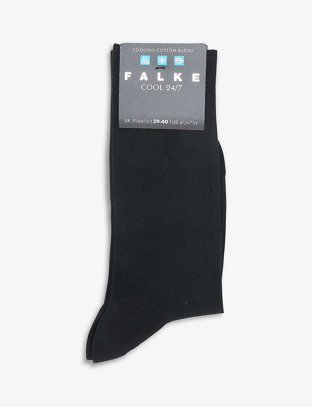 Falke Mens Black Cool 24/7 Logo Stretch-cotton Blend Socks