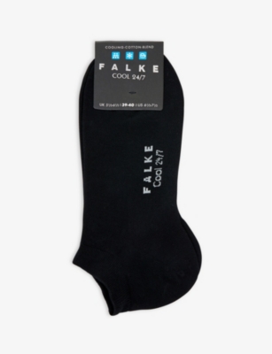 Shop Falke Men's Black Cool 24/7 Organic-cotton Blend Socks