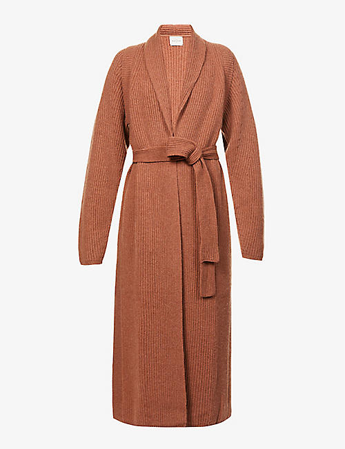 LE KASHA: Shawl-lapel split-hem organic-cashmere coat
