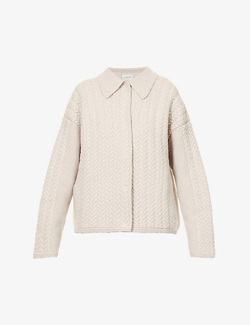 LE KASHA: Relaxed-fit cable-knit cashmere jacket