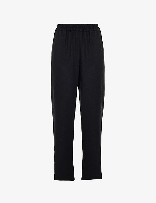 LE KASHA: Elasticated wide-leg mid-rise cashmere trousers