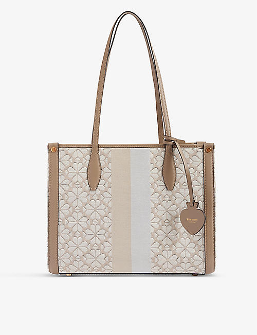 KATE SPADE NEW YORK: Spade floral jacquard fabric and leather tote bag