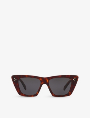 CELINE: CL40187I rectangle-frame tortoiseshell acetate sunglasses
