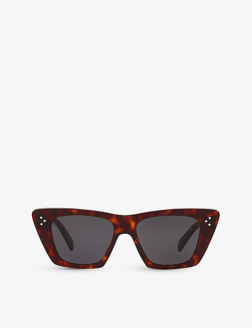 CELINE: CL40187I rectangle-frame tortoiseshell acetate sunglasses