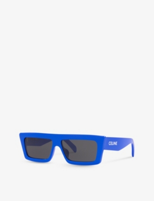 Shop Celine Women's Blue Cl40214u Rectangle-frame Injected Sunglasses