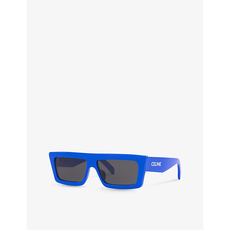 Shop Celine Women's Blue Cl40214u Rectangle-frame Injected Sunglasses